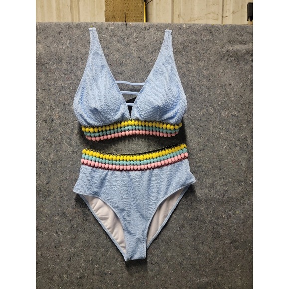 No Boundries Light blue Poms Swim Suit Size 3X‎ - Picture 1 of 11